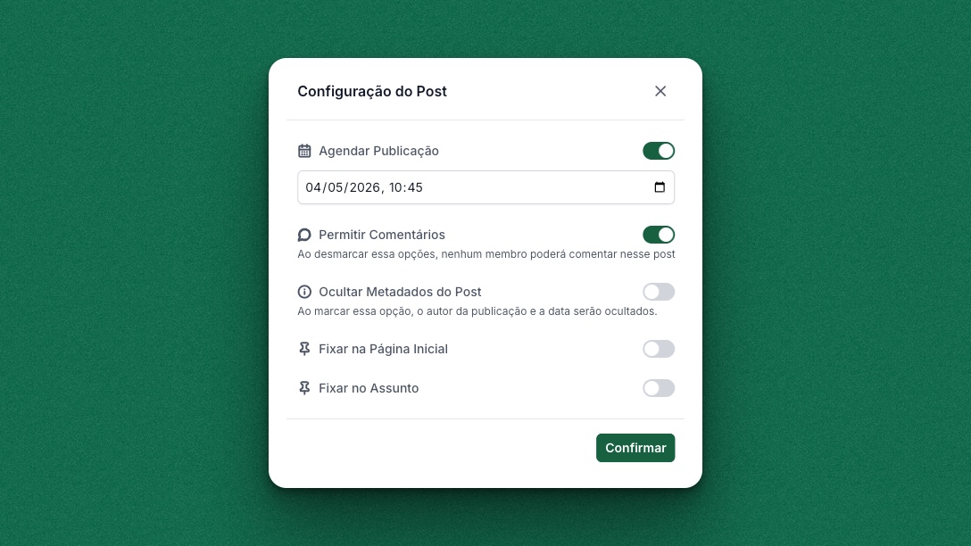 Agendament de post é uma funcionalidade de admin