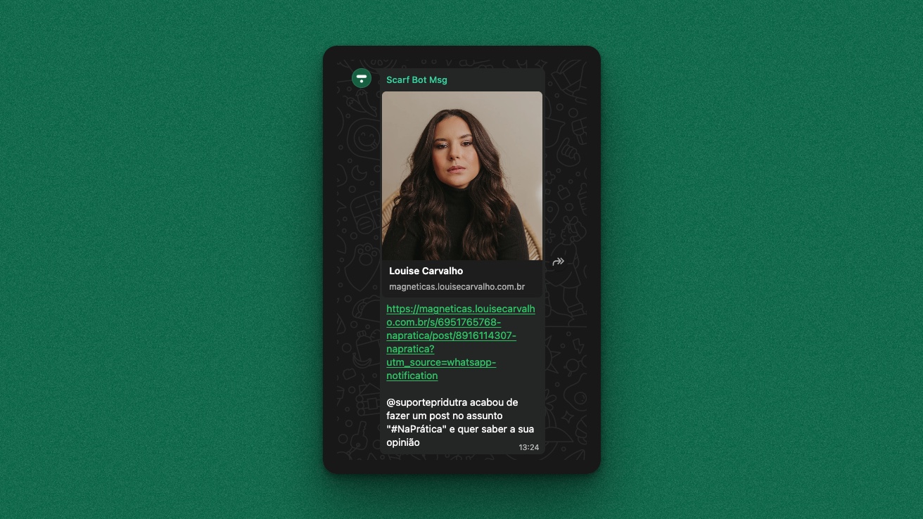Exemplo de notificação por whatsapp